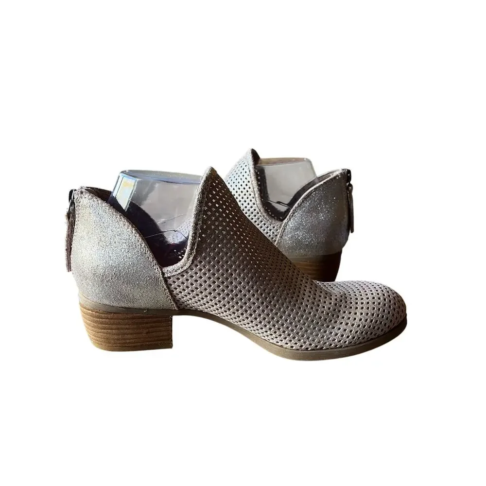 Sofft Booties Size 6 Beige Perforated Back Zip Comfort Festival Boho Concert